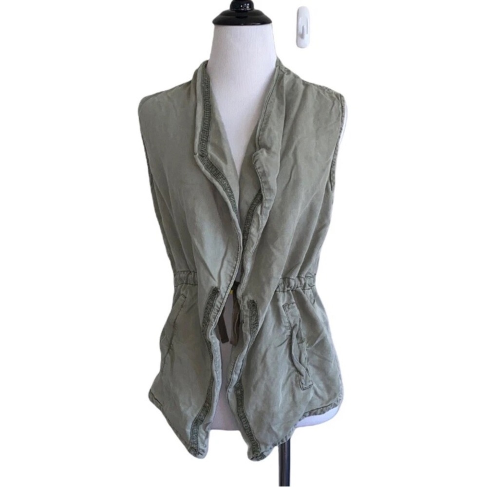 Max Jeans Green Utility Vest with Drawstring Waist